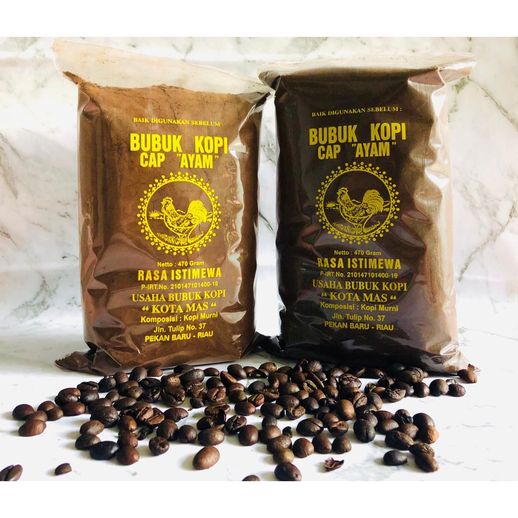 Jual Kopi Robusta Merk Cap Ayam /Kopi Legendaris Pekanbaru 1000 Gr/ 1KG