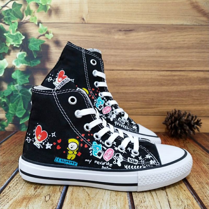 Sepatu Converse Anak Bts Bt21 karakter Sepatu Anak Perempuan Laki Laki  Sepatu Sneakers Anak Model Boots Tinggi
