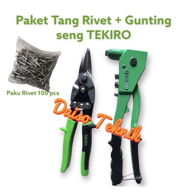 Jual PAKET Tang rivet Gunting seng Tekiro + Paku Rivet 100 pcs | Shopee ...