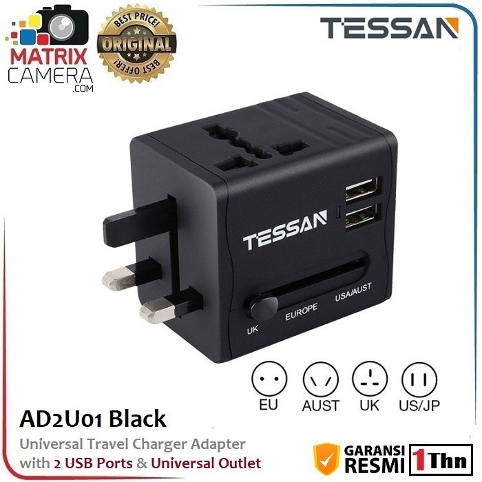 Product image Tessan AD2U01 Universal Travel Outlet Adapter with 2 USB Port
