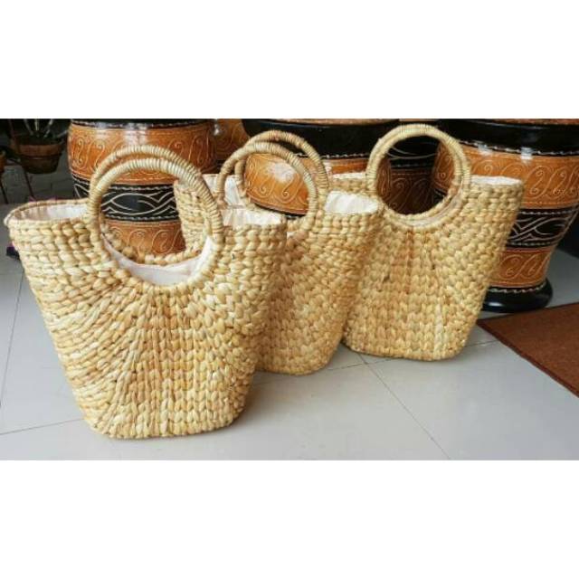 Jual tas enceng ember handel bulat kerucut | Shopee Indonesia