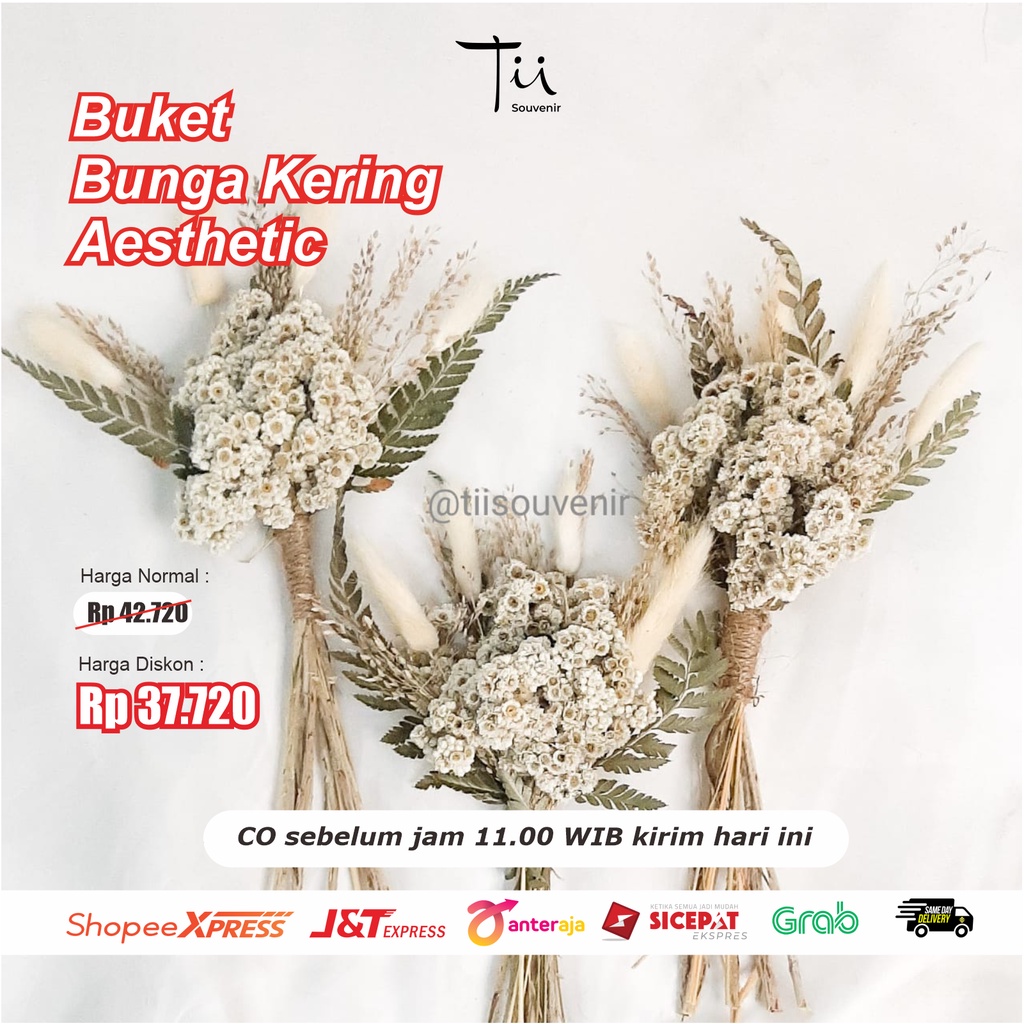 Jual Buket Bunga Kering Resepsi Aesthetic Prewedding | Shopee Indonesia