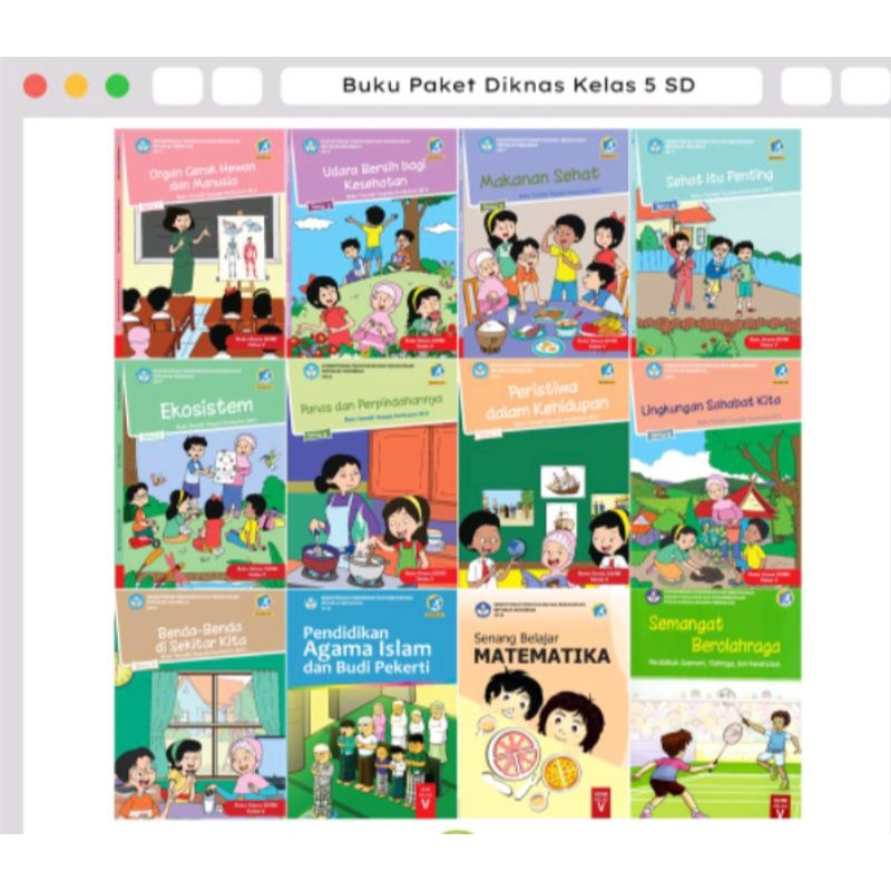 Jual Buku paket Tematik SD kelas 5 tema 1 2 3 4 5 6 7 8 9 Diknas ...