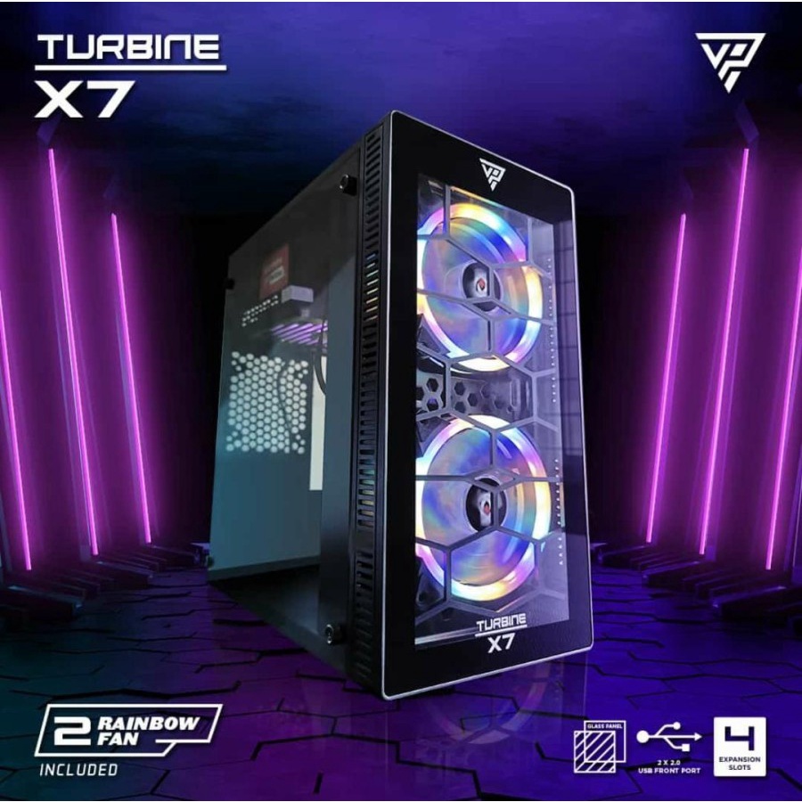 Jual CASING / CASE GAMING VARRO TURBINE X7 GRATIS 2 FAN RGB MICRO ATX ...