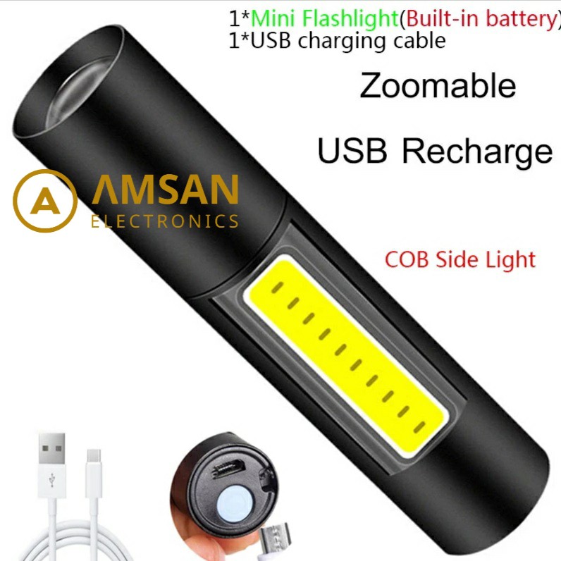 Jual Senter Mini XML-T6 COB Power Bank USB Fast Charging 18650 ...