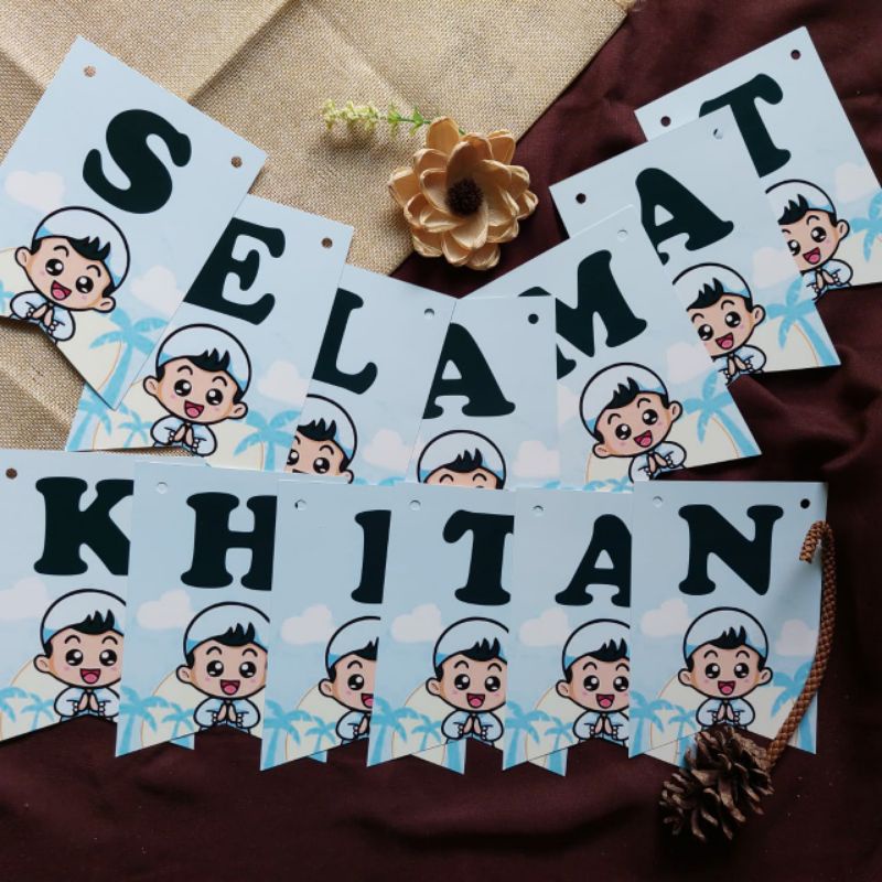 Jual Bunting falg Karakter Khitanan Selamat Khitan 1 set / Banner