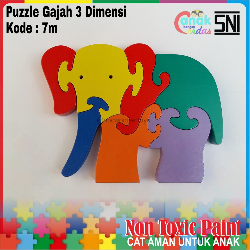 Jual Puzzle Gajah 3 Dimensi Mainan Edukasi Sni Shopee Indonesia