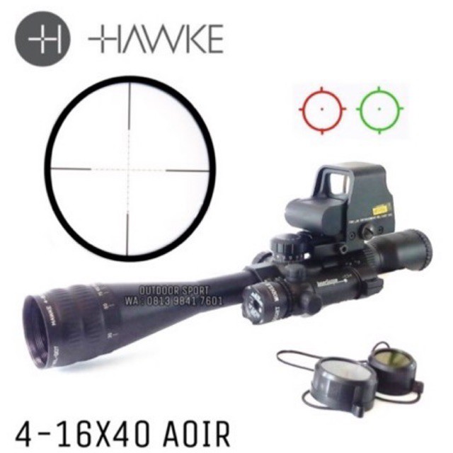 Jual Telescope Hawke 4-16x40 AOIR + Red Green Dot Holosight ...