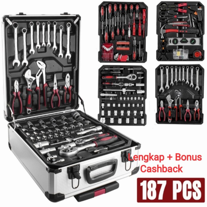 Jual (COD) Tool Kit 187Pcs Perkakas Bengkel Dan Rumah Koper Lengkap - 1 ...