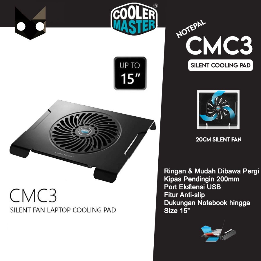 Jual NEW !! COOLER MASTER NOTEPAL CMC3 Fan Notebook Laptop Cooling Pad ...