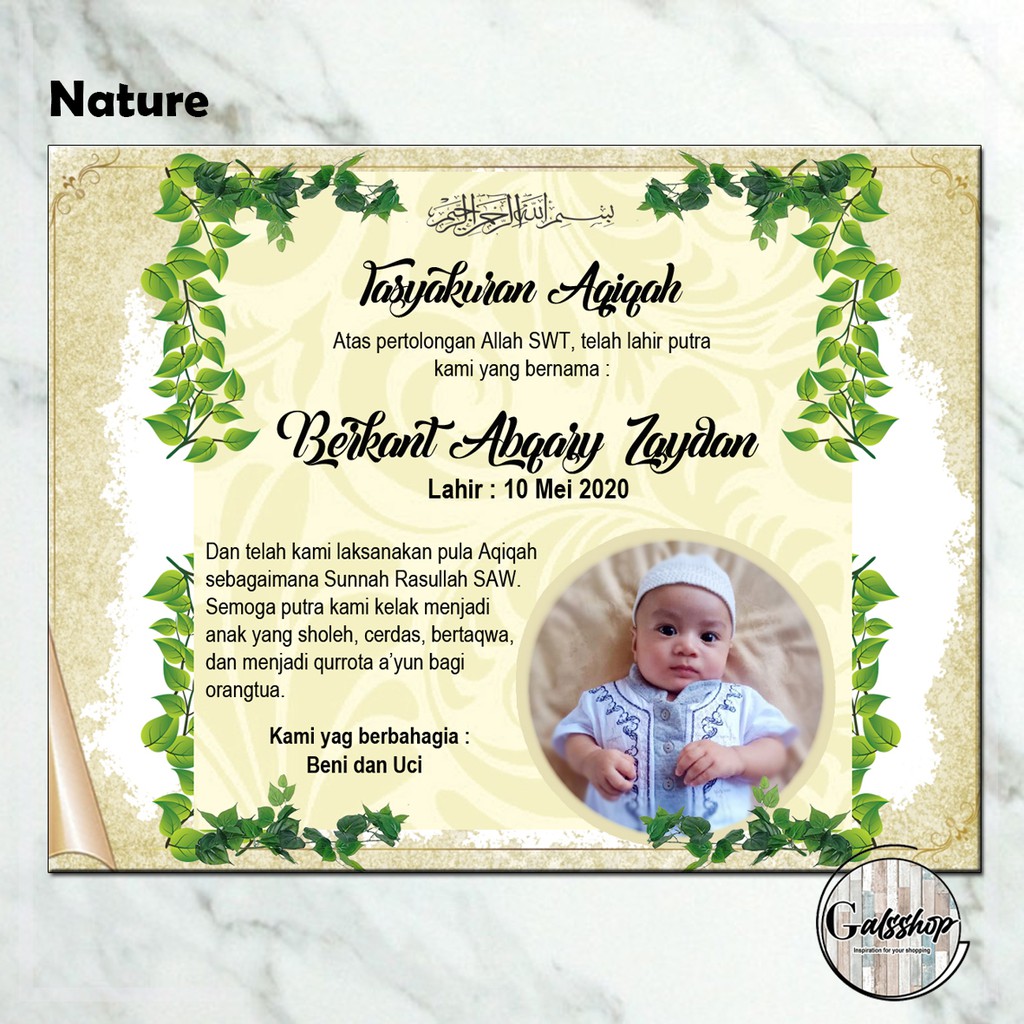 Jual Kartu Aqiqah / Tasyakuran Card / Stiker Aqiqah Nature | Shopee