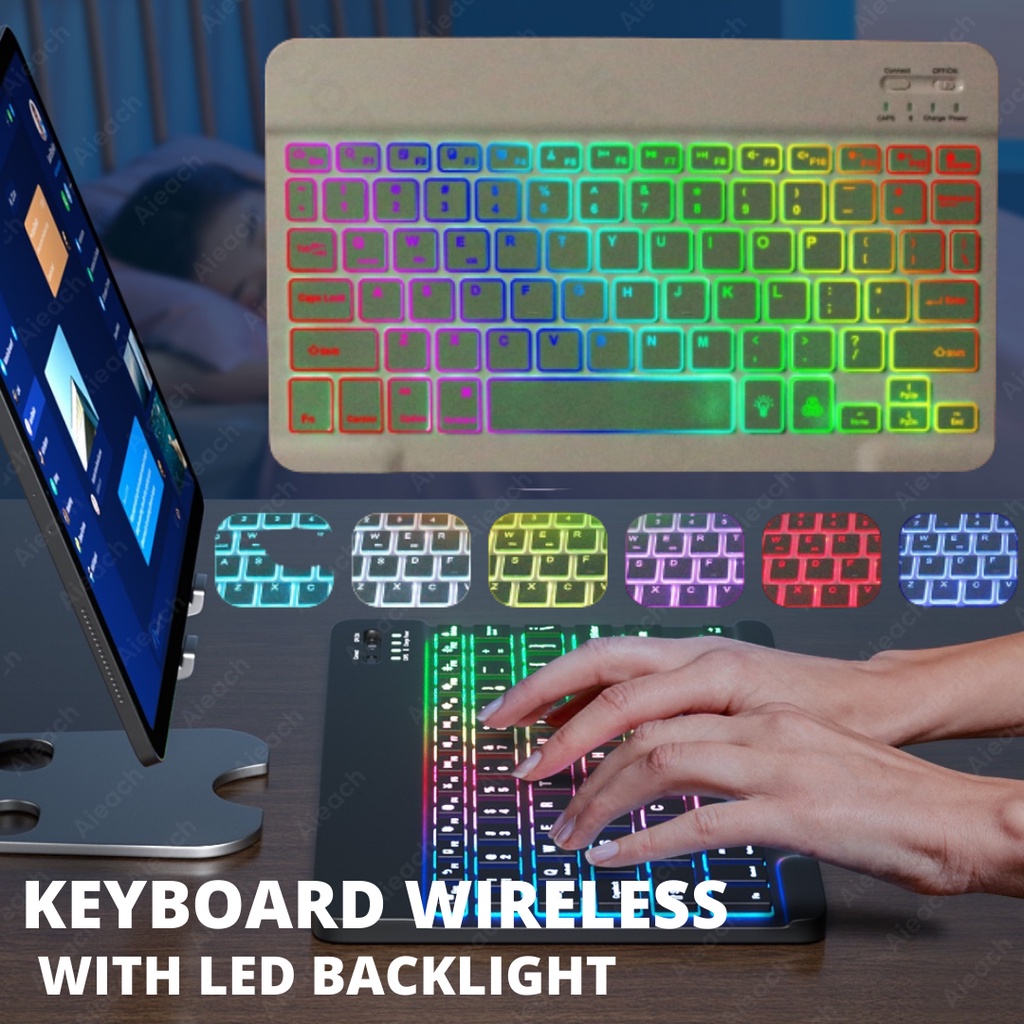 Jual Wireless Bluetooth Keyboard LED Backlight Backlit Gamer For Ipad ...