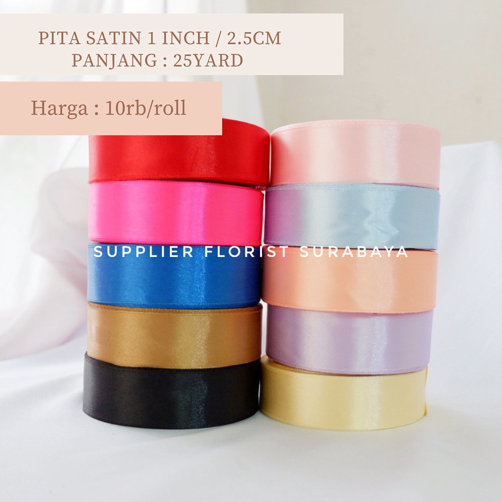 Jual Harga Per Roll Pita Satin 1 Inch 25cm 25 Yard Shopee Indonesia