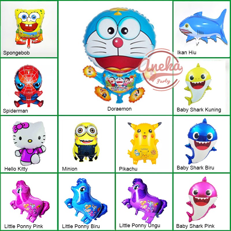 balon plastik karakter / balon karakter kartun / balon plastik bentuk kartun / balon hbd kartun
