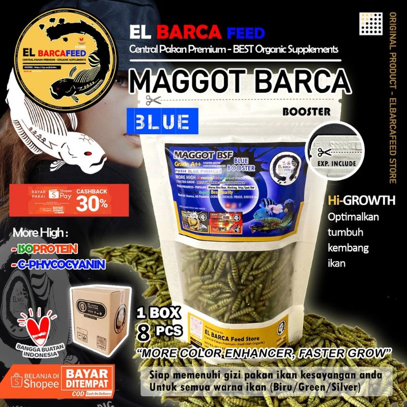 Jual [COD] MAGGOT BSF EL BARCA BLUE BOOSTER kemasan 60gr | Shopee Indonesia