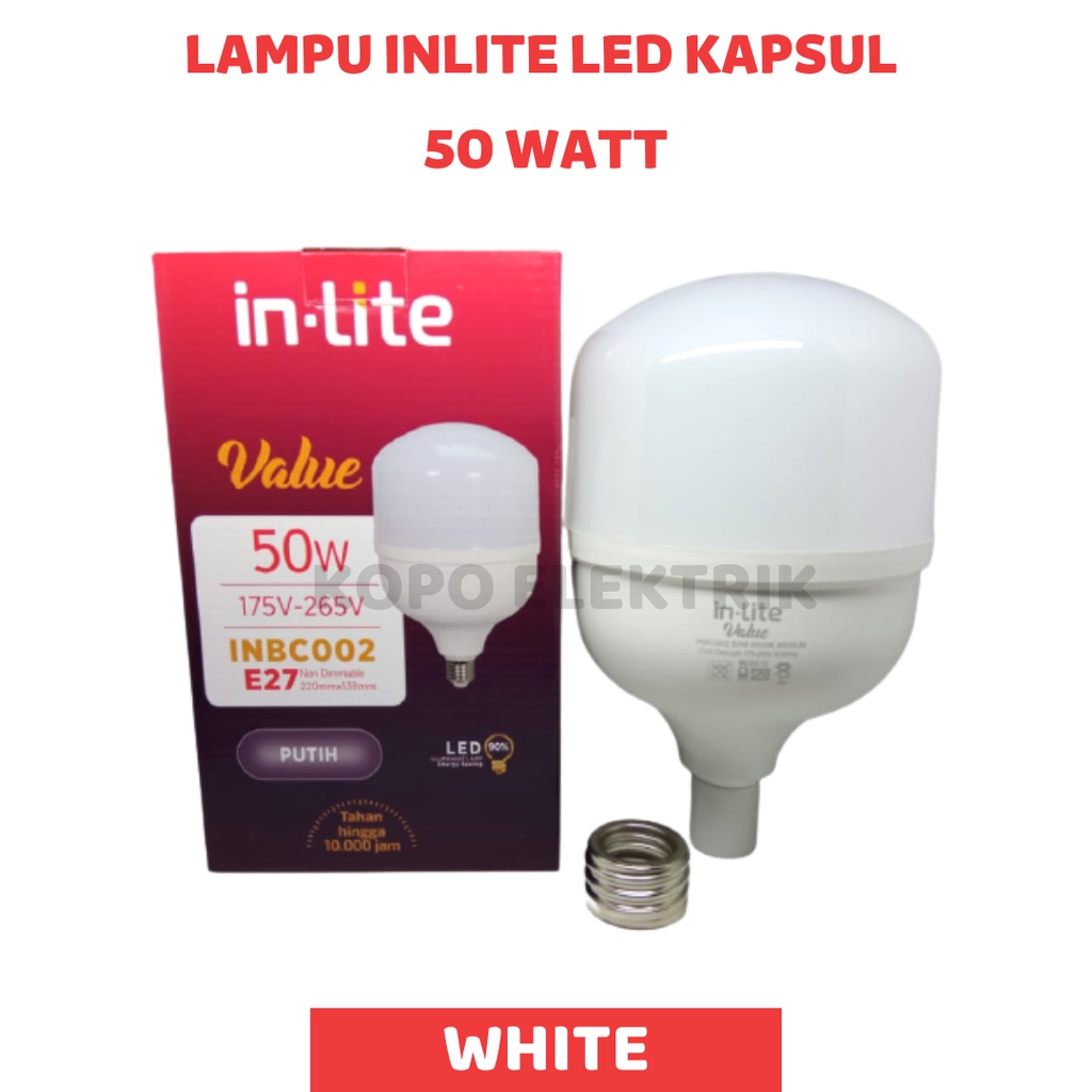 Jual Lampu Led Inlite 50 Watt Bohlam Lampu Kapsul Inbc002 Putih Bergaransi 1 Tahun Shopee 4010