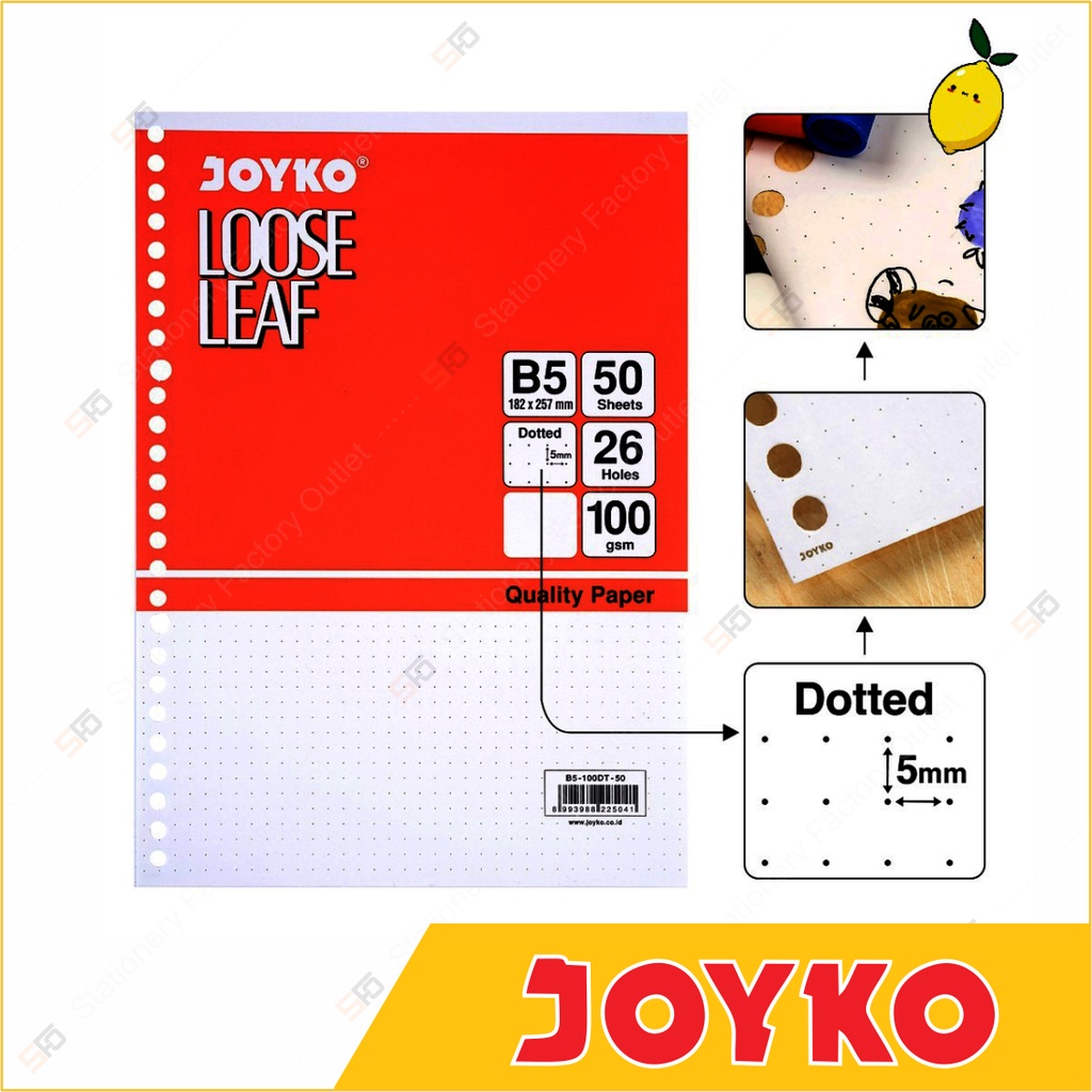 Jual Loose Leaf B5 Dot Grid Polos Joyko Isi 50 - 100 Gram - SFO ...