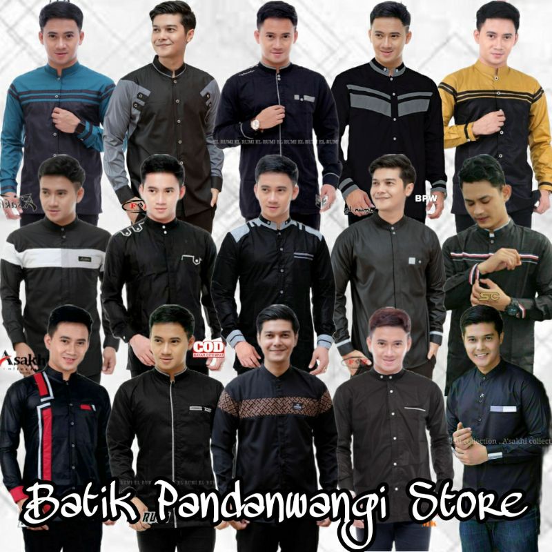 Baju Koko Hadroh Azzahir Baju Koko Hitam Lengan Panjang Atasan Muslim Pria Baju Koko Gus Azmi Baju Koko Pria Terlaris1