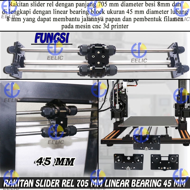 Jual EELIC SLR-45D8J550 Rakitan slider rel panjang 705 mm dengan linear ...