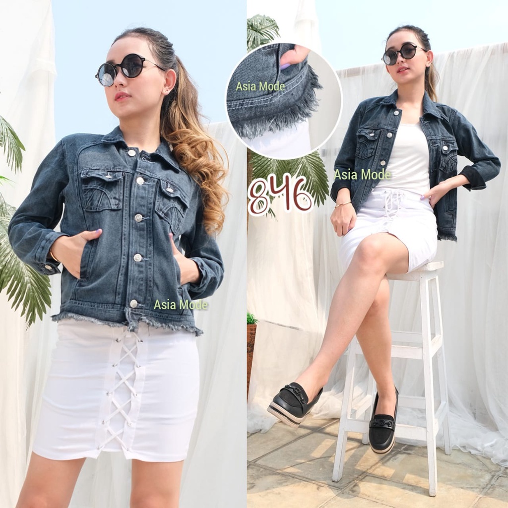 Jual ( Bisa COD ) Jaket Jeans Rawis Snowblack Wanita / Jaket Jins ...