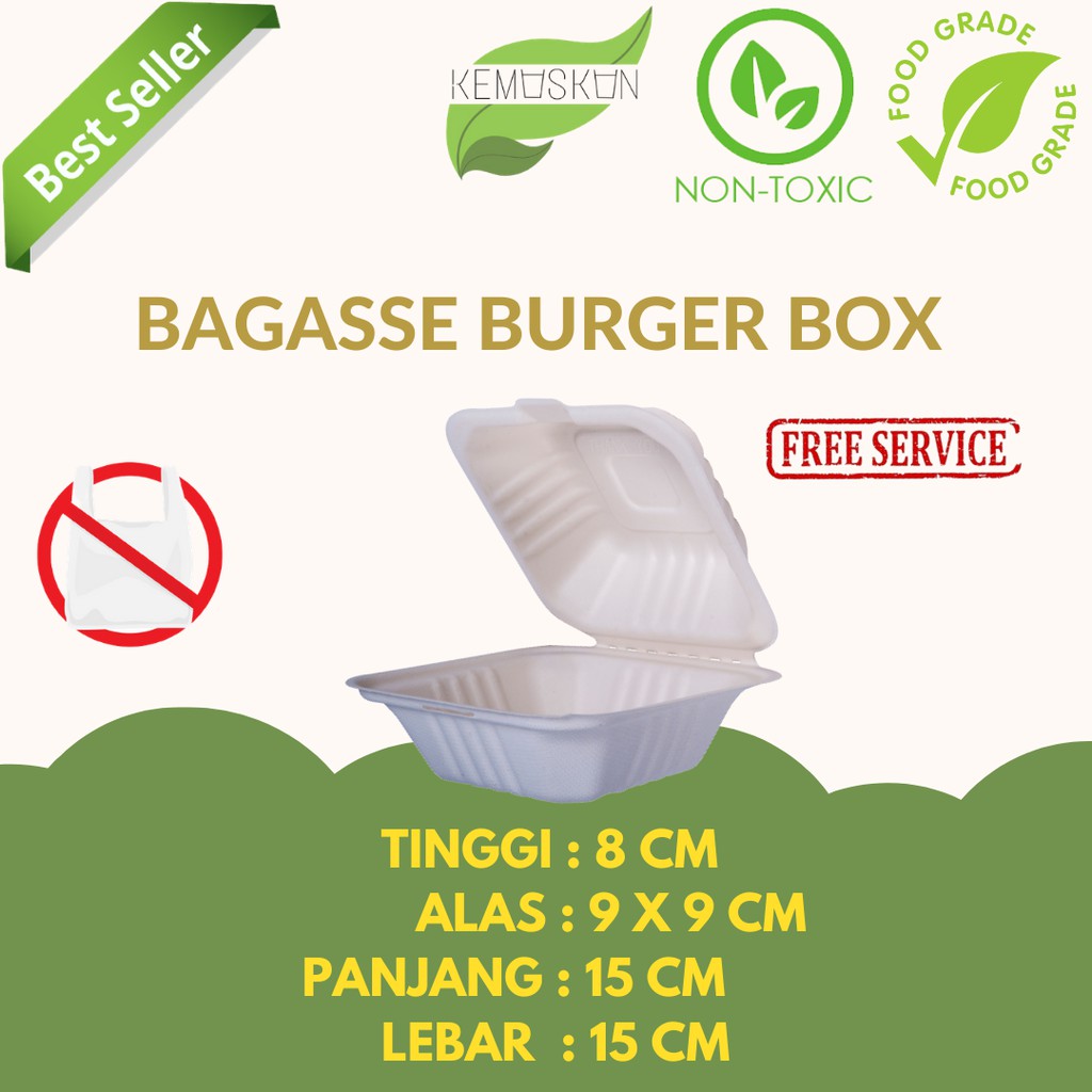 Jual Lunchbox Small Sugarcane Bagasse Eco Friendly Biodegradable ...