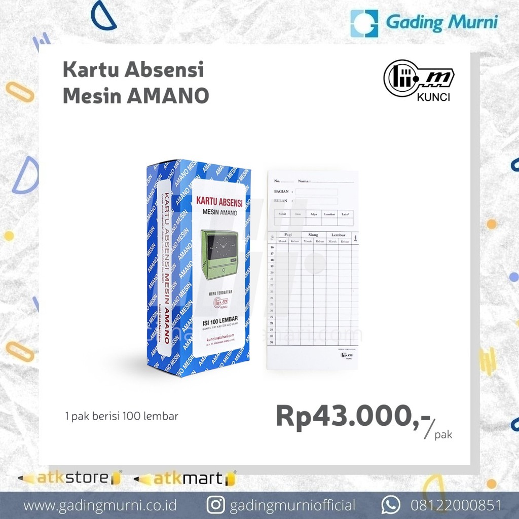 Jual Kartu Absensi Mesin Amano Absen Shopee Indonesia 4459