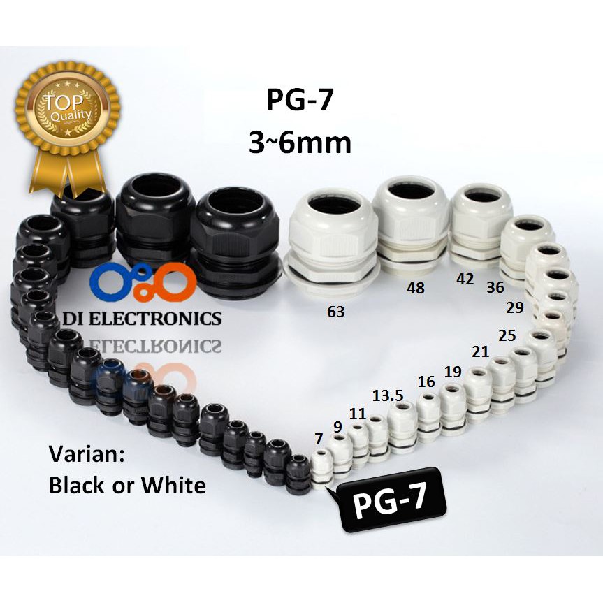 Jual Cable Gland PG7 Cable 3.5~6mm Plastic Nylon Waterproof Entry Wire ...