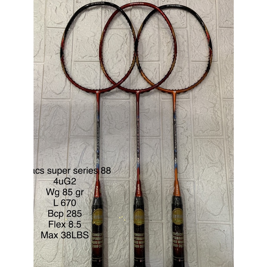 Jual Raket badminton APACS NEW SUPER SERIES 88 max 38LBS GRIP 4UG2 ORI Shopee Indonesia