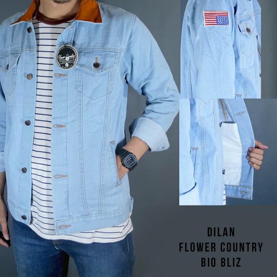 Jual Jaket Levis Dilan Jeans Pria Bendera Logo Bordir Jaket Levis Tebal