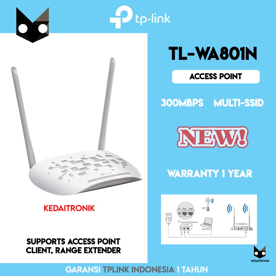 Jual NEW!! TPLINK TLWA801N 300Mbps Wireless Access Point Extender MultiSSID Shopee Indonesia