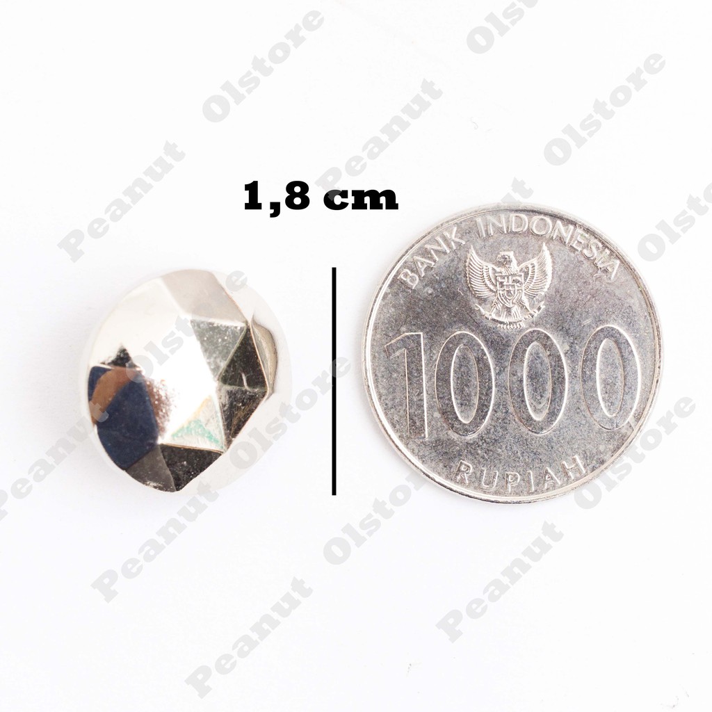 Jual ( Harga per biji ) Kancing baju 1,8 cm perak jamur segitiga ...