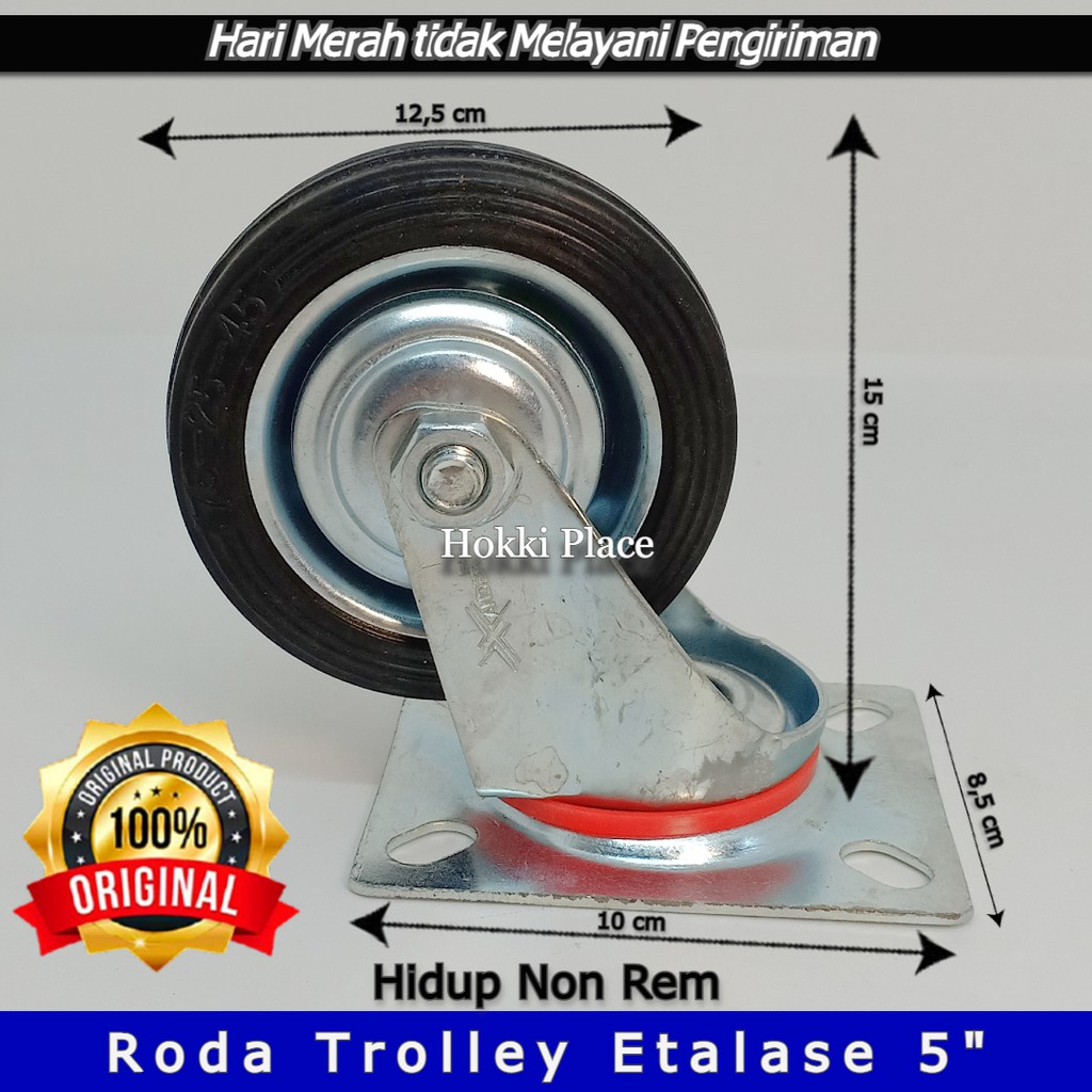 Jual Roda Trolley 5 Inch Hidup Non Rem Roda Meja Roda Etalase Roda Lemari High Quality Premium 1733