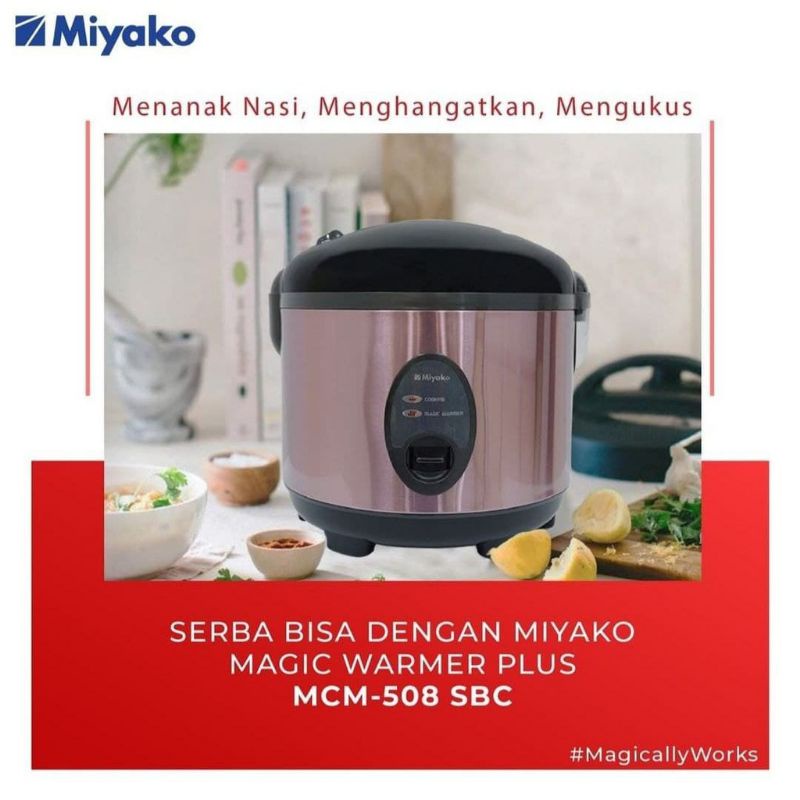 Jual Miyako Rice Cooker MCM508 3in1 Kapasitas 1,8 Liter Body Stainless