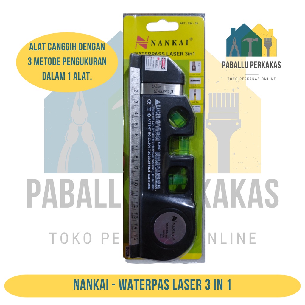 Jual Waterpas Laser 3 in 1 Nankai / Waterpass Laser / waterpas meteran