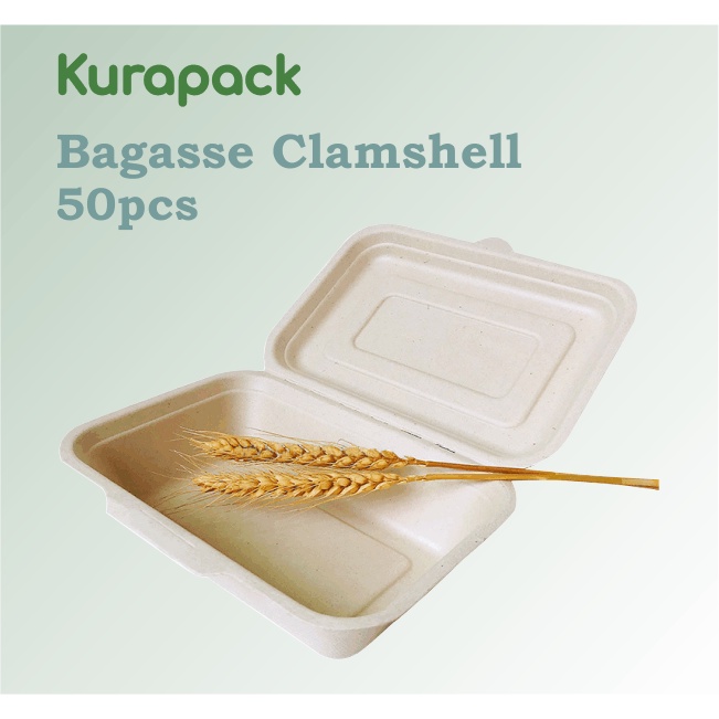Jual Degradable Bagasse Sugarcane Lunchbox Clamshell Eco friendly ...