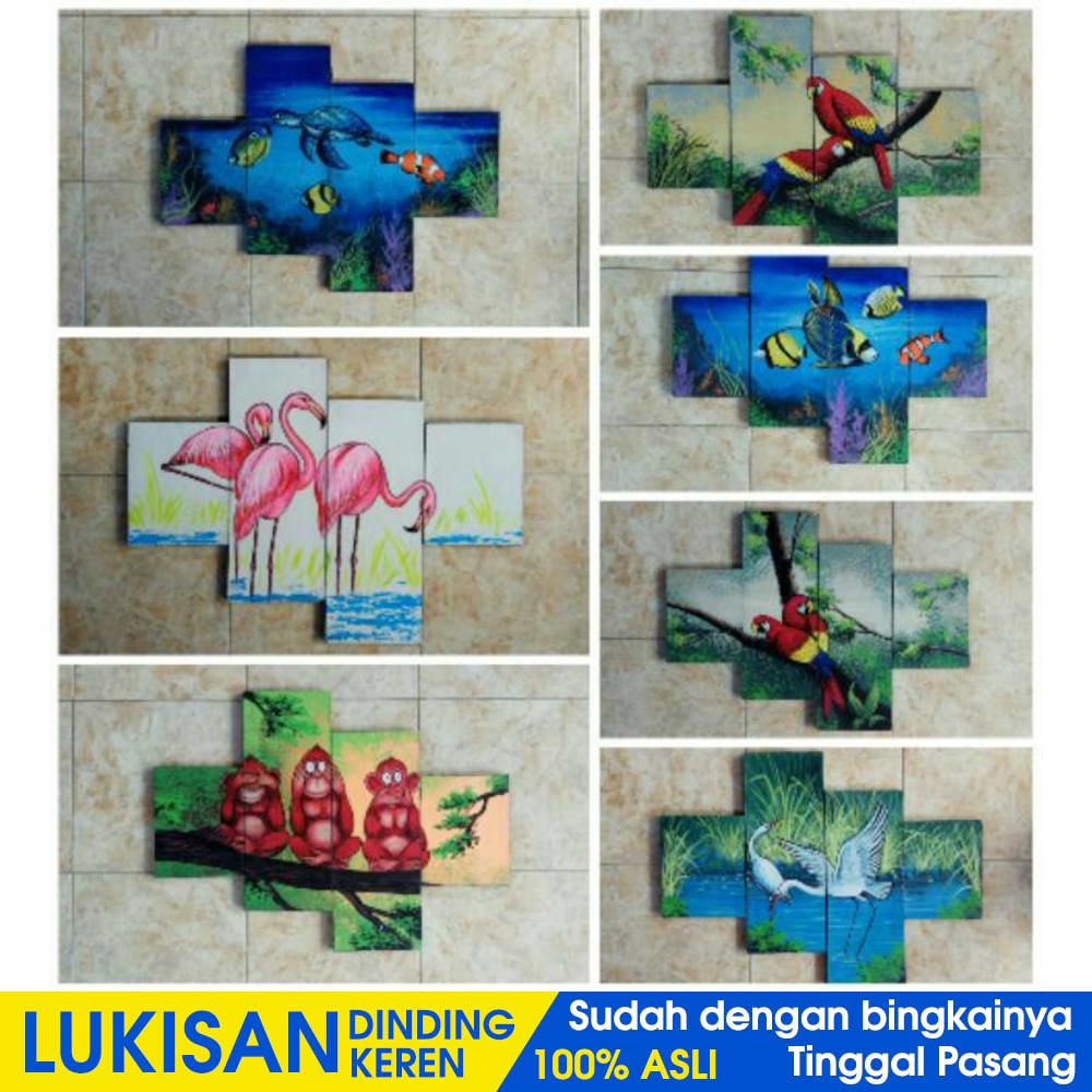 Jual Lukisan Panel Nuansa Fauna Unik Dan Lucu Lukisan Kanvas Motif