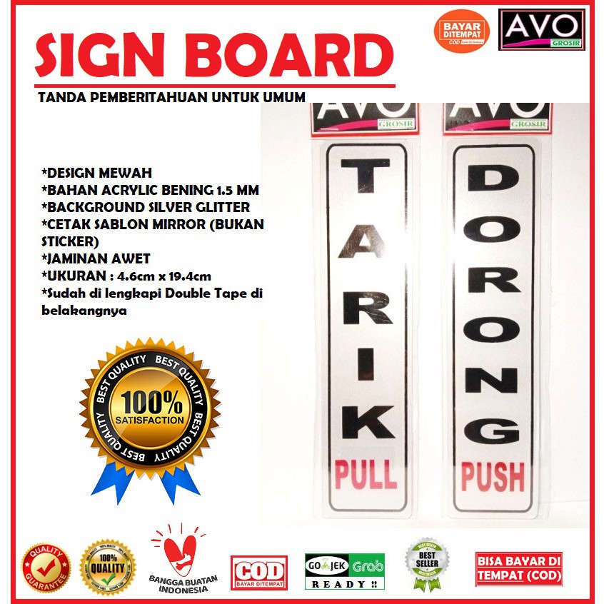 Jual Sign Label Sticker Dorong Tarik Push Pull Acrylic Sign Board Shopee Indonesia 0920