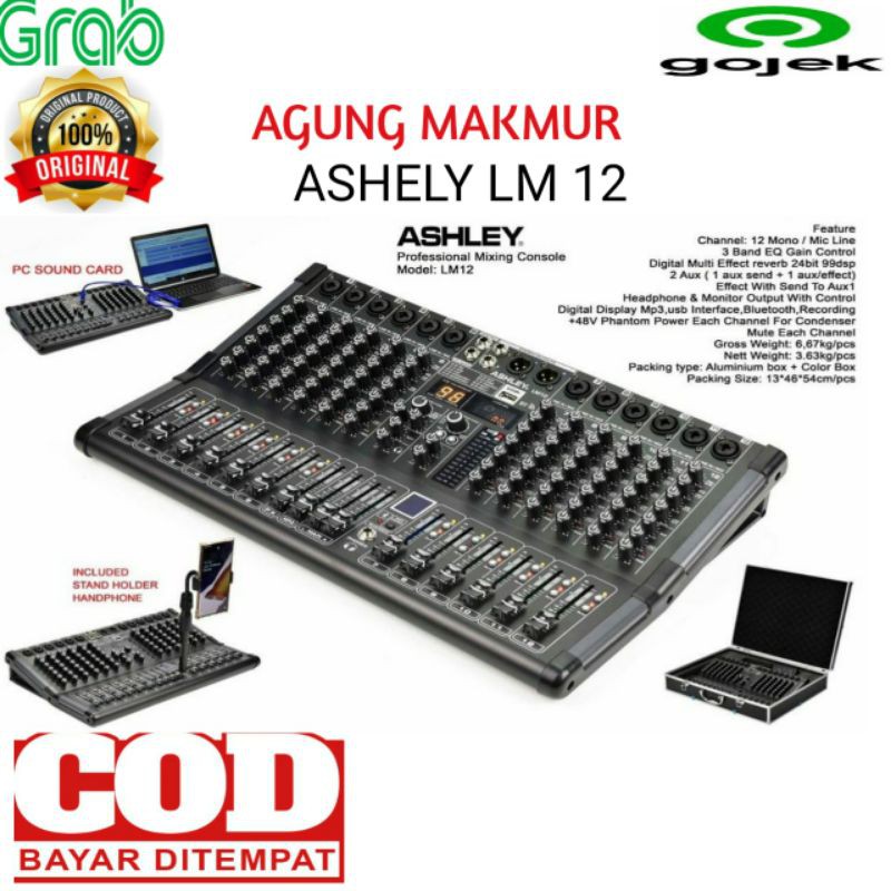 Jual Mixer Ashley LM 12 Original 12 Channel Bluetooth - USB Interface ...