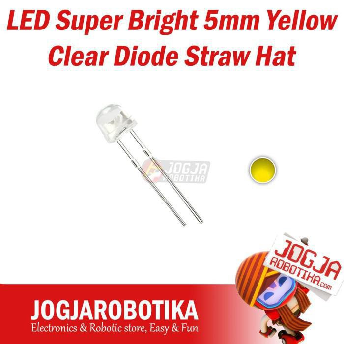 Jual LED Super Bright 5mm Yellow Clear Diode Straw Hat | Shopee Indonesia