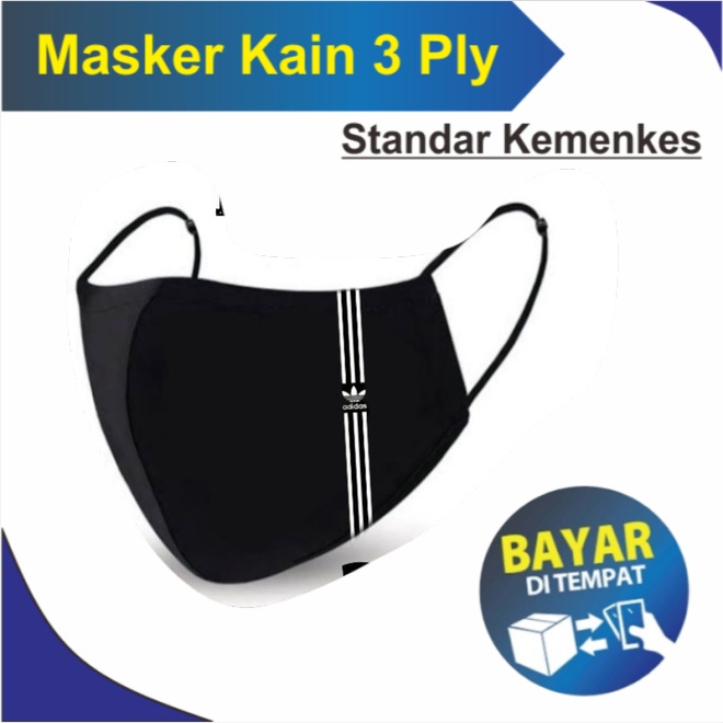 Jual Masker Kain 3 Ply Mask ADIDAS - Masker kain 3 lapis / Hitam 3 ...