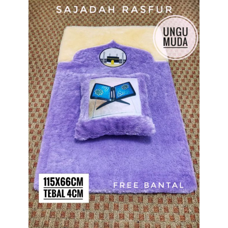 Jual sejadah motif bulu rasfur premium tebal 4 cm bonus bantal 35x35 cm ...