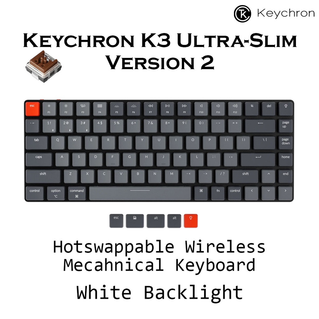 Jual Keychron K3 Version 2 Hot-Swappable WHITE Backlight Low Profile ...