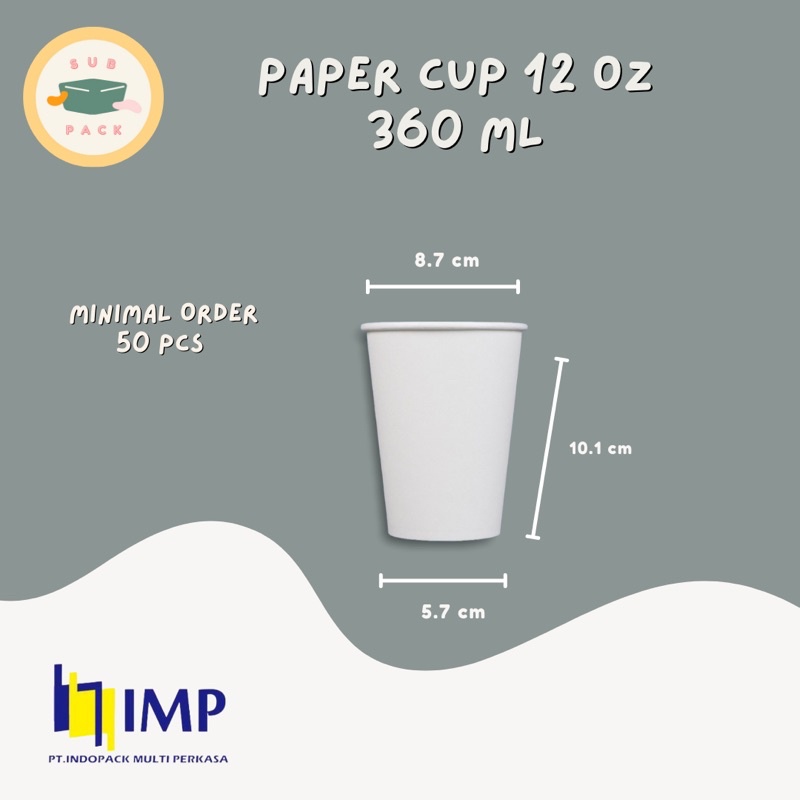 Jual [MIN. 50 PCS] Paper Cup IMP 12 Oz 360 mL / Gelas Kertas Take Away ...