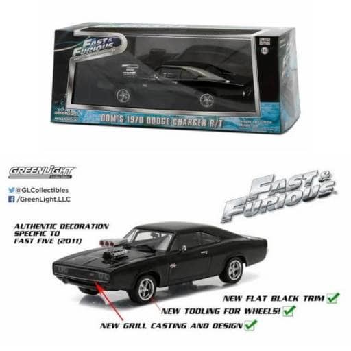 Greenlight 1:43 Dodge Charger R/T Moviecar Fast And Furious Year 1970 Black 86201