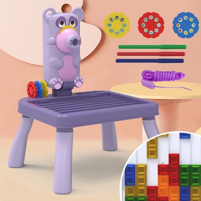 Jual Mainan Edukasi Anak Papan Tetris Projection Painting table 4in1 ...