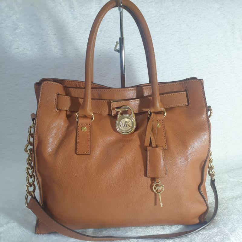 Tas Kulit Asli Michael Kors Hamilton Large Soft Leather Brown Preloved