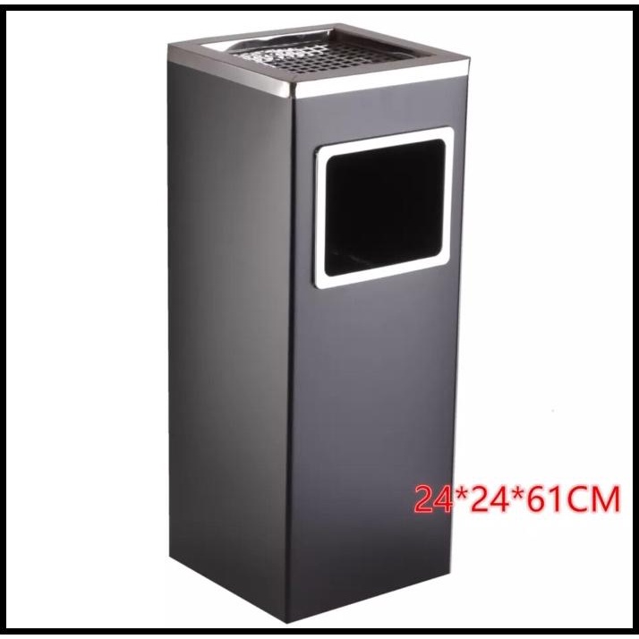 Jual Tempat Sampah Tempat Tong Sampah Hitam Stainless Asbak Kotak