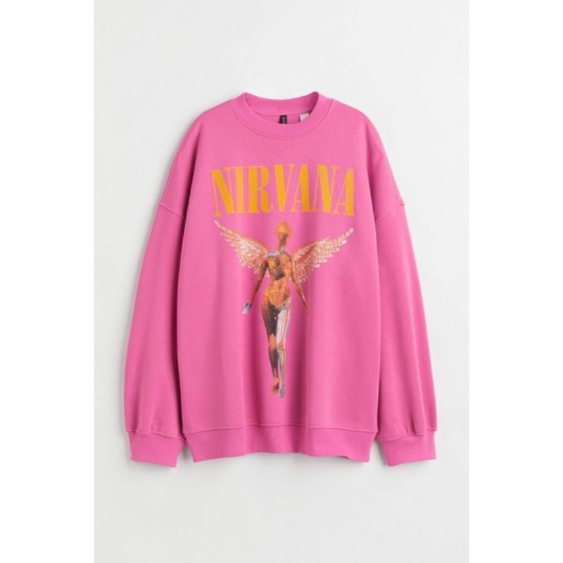 Pink Sweatshirt Sweater Nirvana Jual Crewneck Sweater HM Nirvana