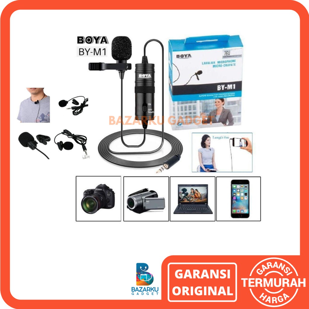Jual Clip On Mic Boya BYM1 Lavalier Microphone for Smartphone DSLR