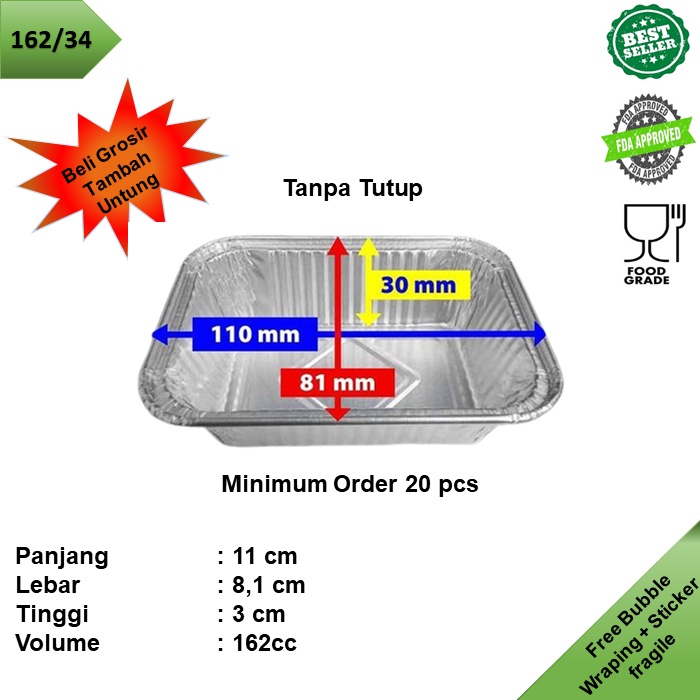 Jual Aluminium Foil Tray Kotak X X Kode Shopee Indonesia